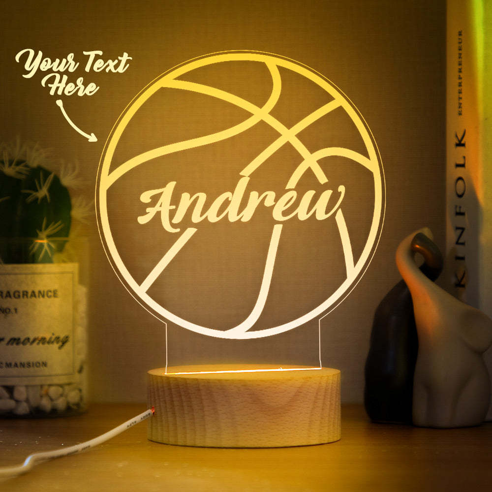 Diseño De Baloncesto De Luz De Noche De Acrílico Con Nombre Personalizado, Regalos Para Niños, Regalos De Cumpleaños Para Niños - milamparaluna