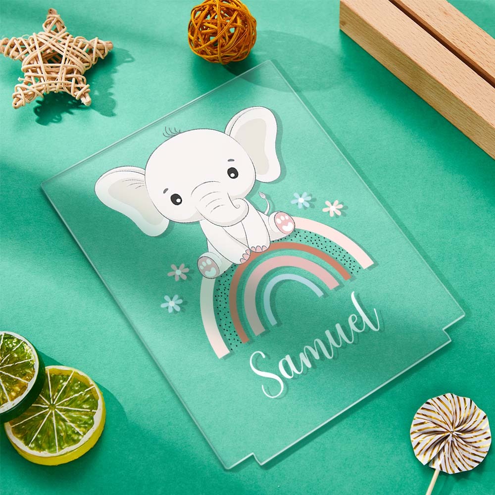 Elefante Personalizado Con Regalo De Fiesta De Bienvenida Al Bebé Con Luz De Noche De Guardería De Arcoíris Para Dormitorio - milamparaluna