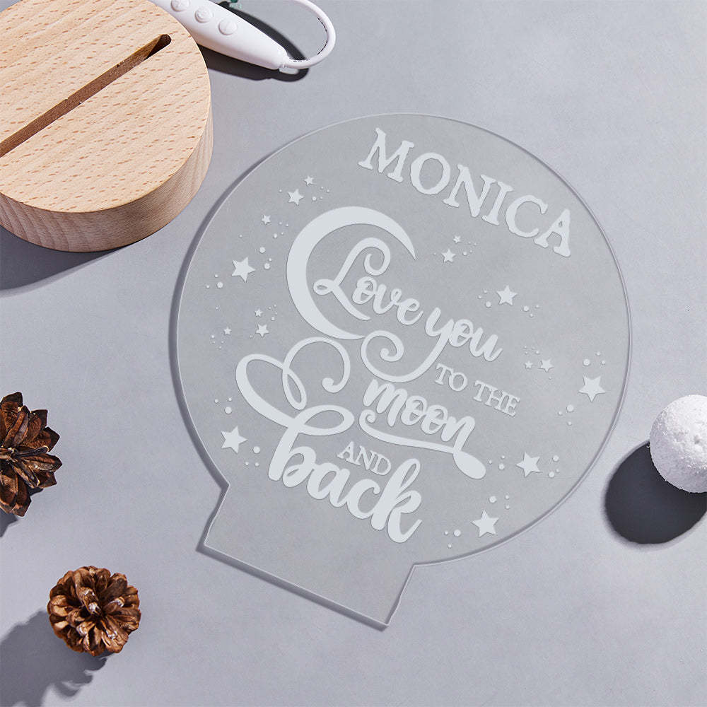 Lámpara De Luz Nocturna Led Personalizada 'love You To The Moon &amp; Back' Para Niños, Ideal Para El Dormitorio O El Escritorio - milamparaluna