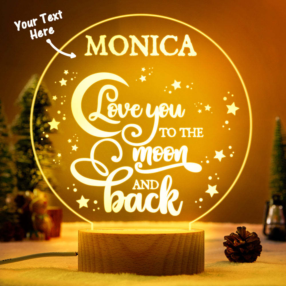 Lámpara De Luz Nocturna Led Personalizada 'love You To The Moon & Back' Para Niños, Ideal Para El Dormitorio O El Escritorio - milamparaluna
