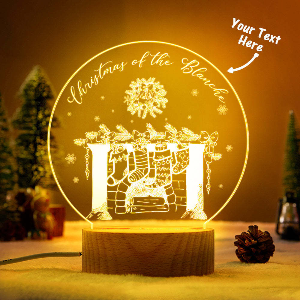 Calcetín De Navidad Familiar Personalizado, Luz Grabada Con Nombre, Lámpara Para Decoración De Dormitorio - milamparaluna