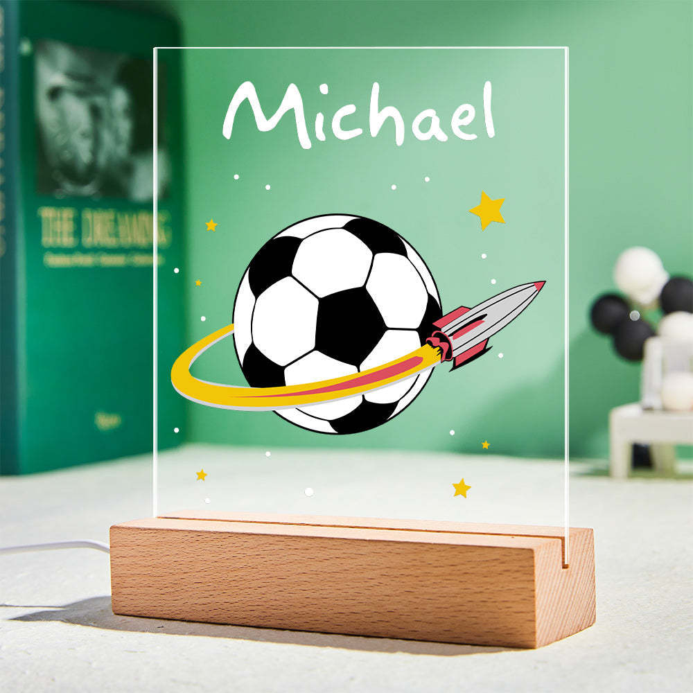 Luz De Noche De Fútbol Personalizada, Lámpara Led Acrílica Para Niños De Tu Equipo, Decoración De Dormitorio Infantil Para Guardería - milamparaluna