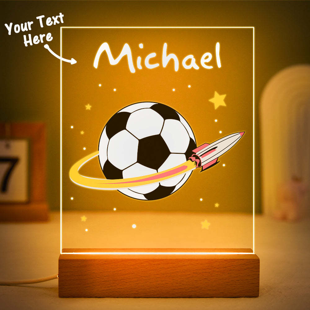 Luz De Noche De Fútbol Personalizada, Lámpara Led Acrílica Para Niños De Tu Equipo, Decoración De Dormitorio Infantil Para Guardería - milamparaluna