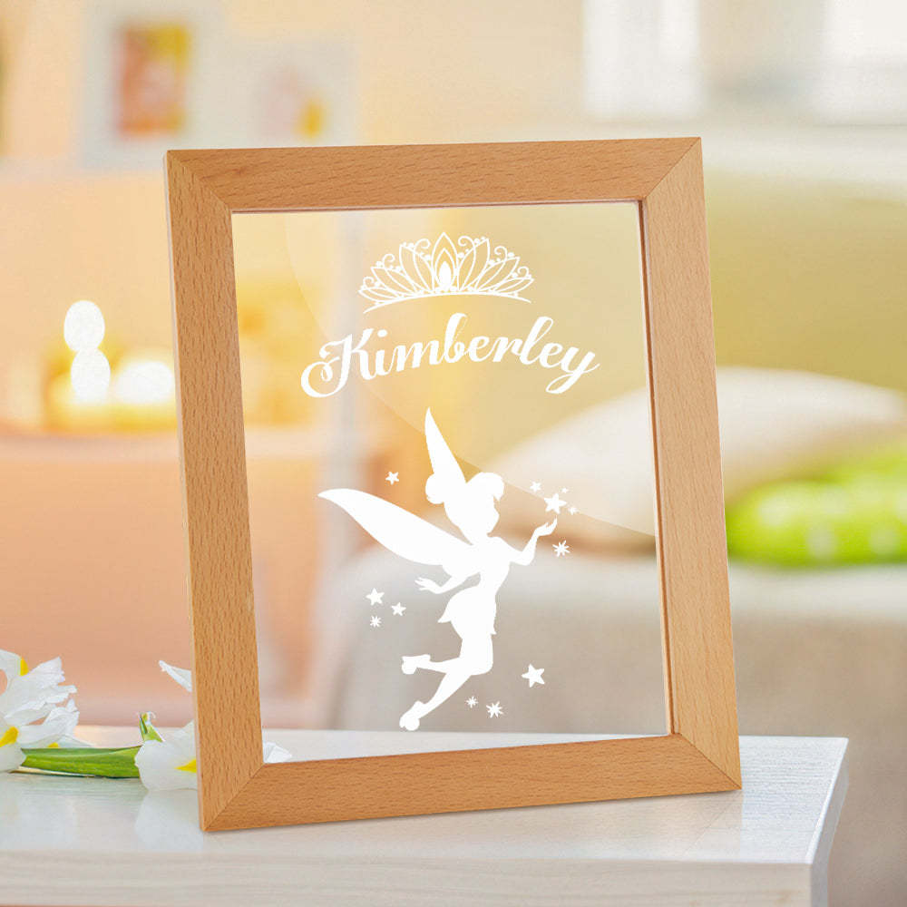 Signo De Nombre De Princesa Personalizado, Marco De Madera Personalizado, Lámpara Led De Noche, Decoración Para Dormitorio Infantil, Sala De Juegos - milamparaluna