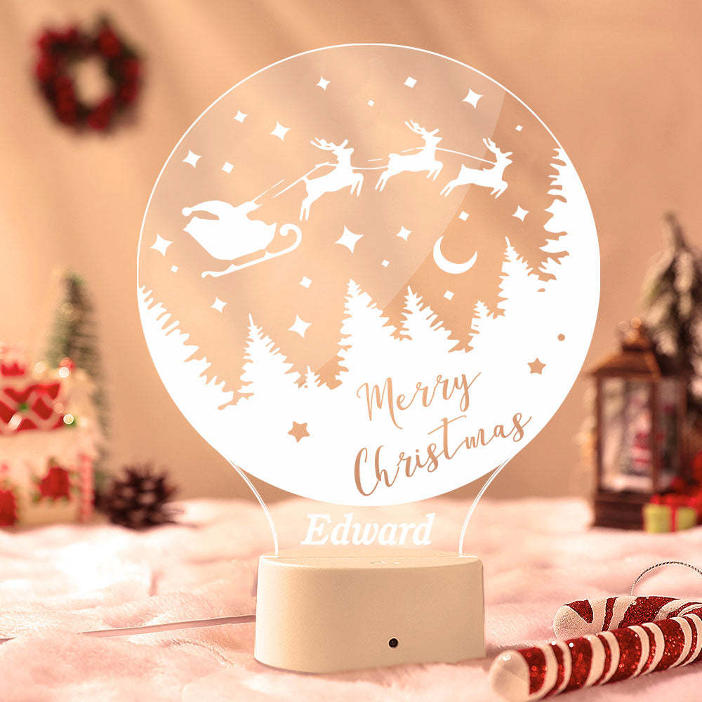 Feliz Navidad Led Lámpara De Noche Signo De Nombre Personalizado Para Niños Regalo De Navidad - milamparaluna