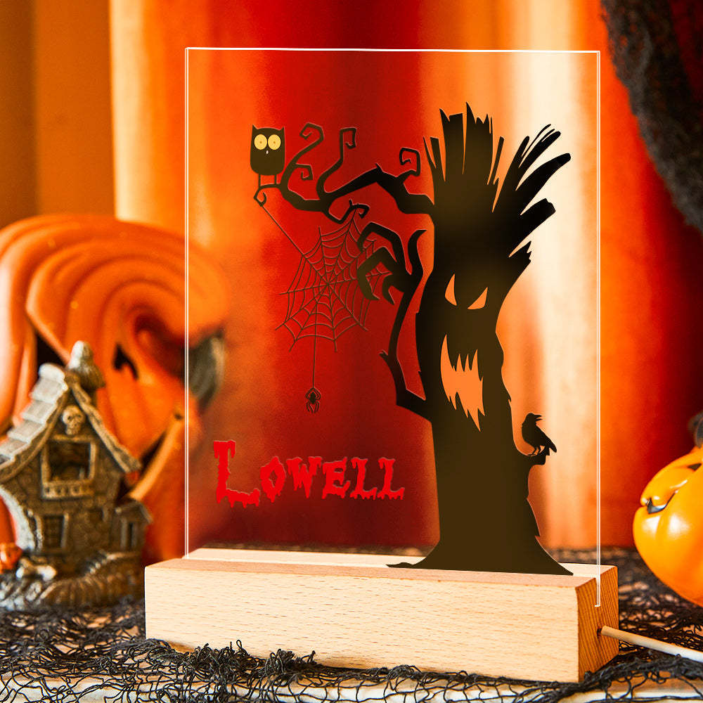 Luz De Noche De Árbol Espeluznante De Halloween Con Nombre Personalizado Decoración De Halloween Regalo Interior - milamparaluna