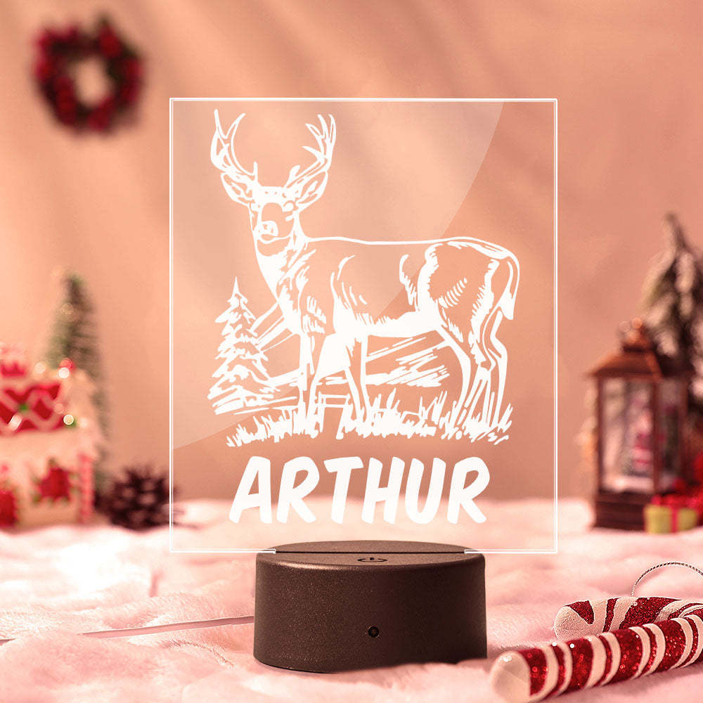 Lámpara De Noche Con Nombre Personalizado De Alce De Navidad Para Decoración De Fiesta De Regalo De Navidad Para Niños - milamparaluna
