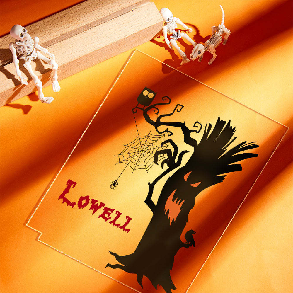 Luz De Noche De Árbol Espeluznante De Halloween Con Nombre Personalizado Decoración De Halloween Regalo Interior - milamparaluna