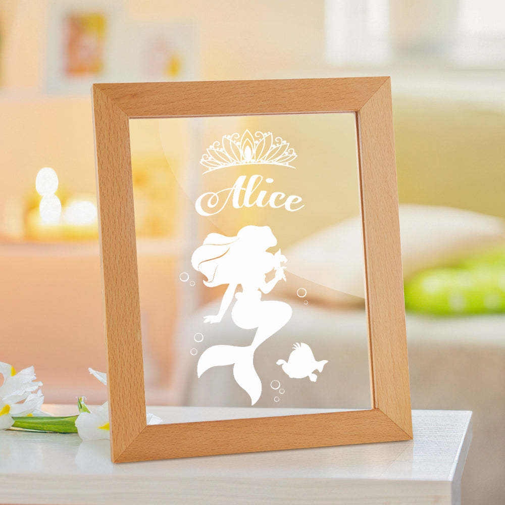 Signo De Nombre De Princesa Personalizado, Marco De Madera Personalizado, Lámpara Led De Noche, Decoración Para Dormitorio Infantil, Sala De Juegos - milamparaluna