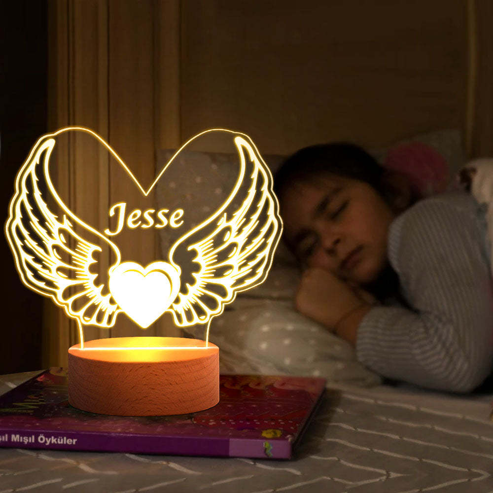 Alas De Ángel Luz De Noche Regalos De Dama De Honor Nombre Personalizado Compromiso Luces De Hadas - milamparaluna