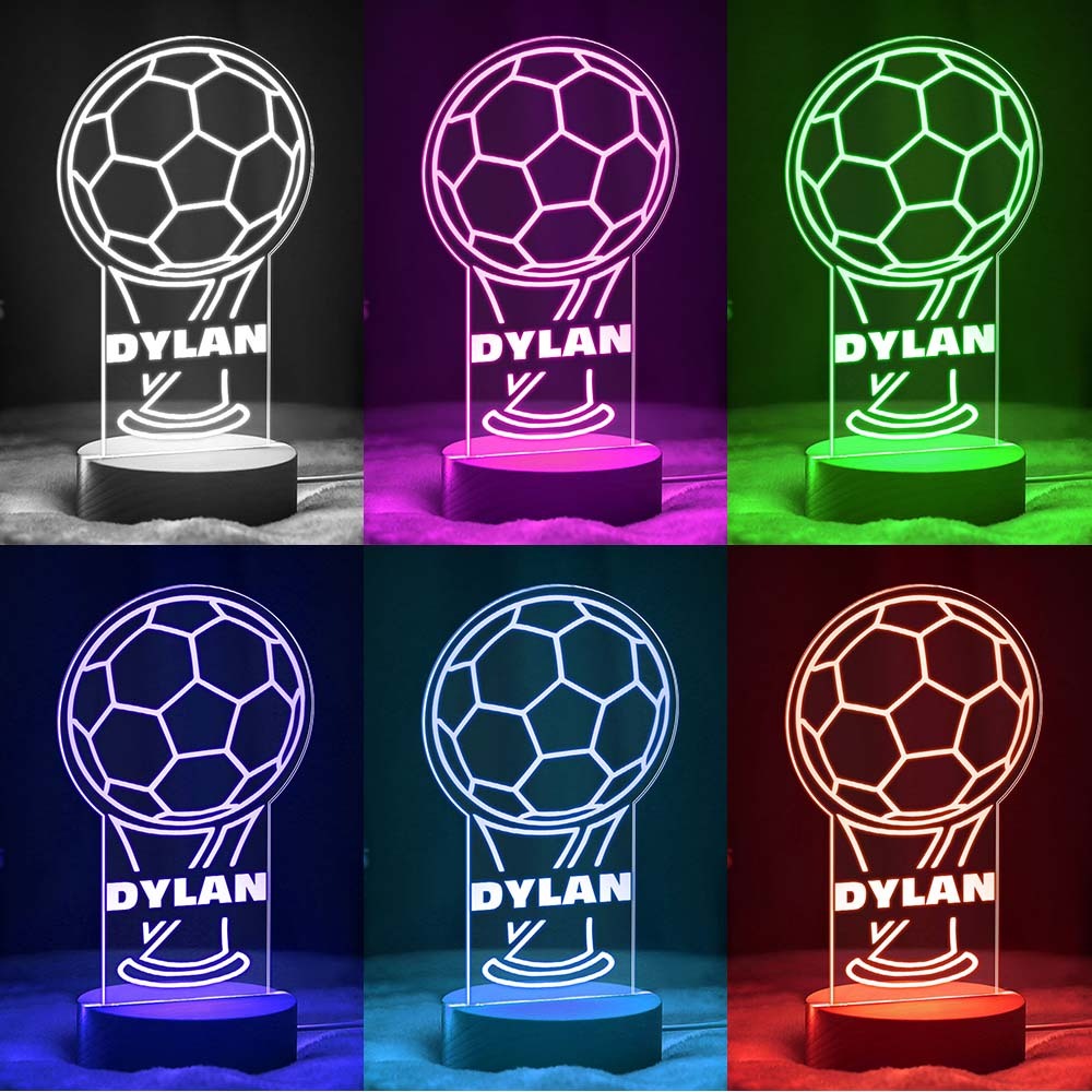 Trofeo De Fútbol Led Personalizado, Luz Nocturna, Decoración Multicolor Para Dormitorio De Niños - milamparaluna