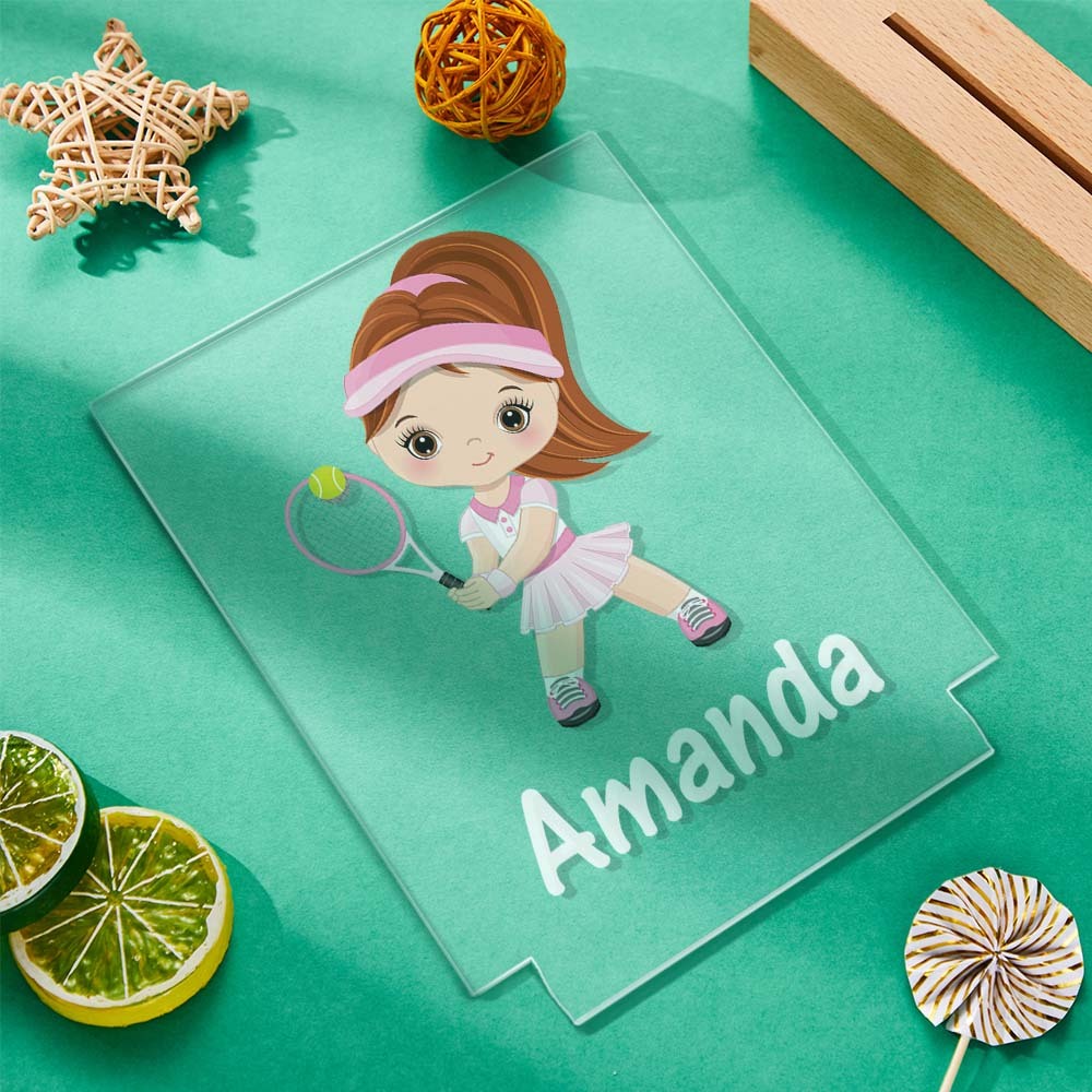 Nombre Personalizado Acrílico Siete Colores Noche Luz Jugar Bádminton Chica Para Niños Dormitorio Decoración - milamparaluna