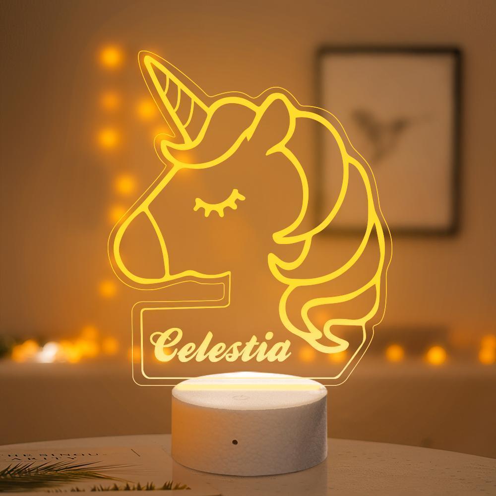 Luz De Noche De Unicornio Personalizada Decoración De Dormitorio De Niños Luces De Habitación De Niña Dormitorios De Niños - milamparaluna