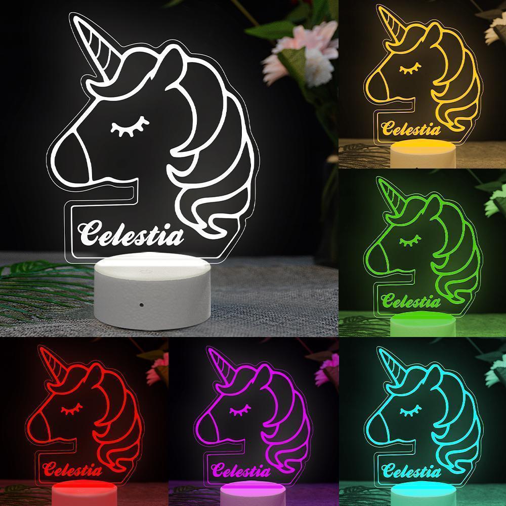 Luz De Noche De Unicornio Personalizada Decoración De Dormitorio De Niños Luces De Habitación De Niña Dormitorios De Niños - milamparaluna