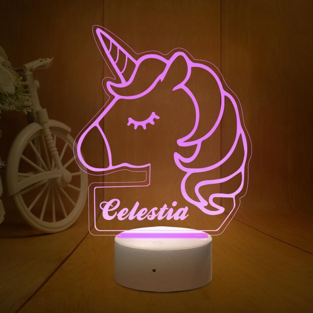 Luz De Noche De Unicornio Personalizada Decoración De Dormitorio De Niños Luces De Habitación De Niña Dormitorios De Niños - milamparaluna