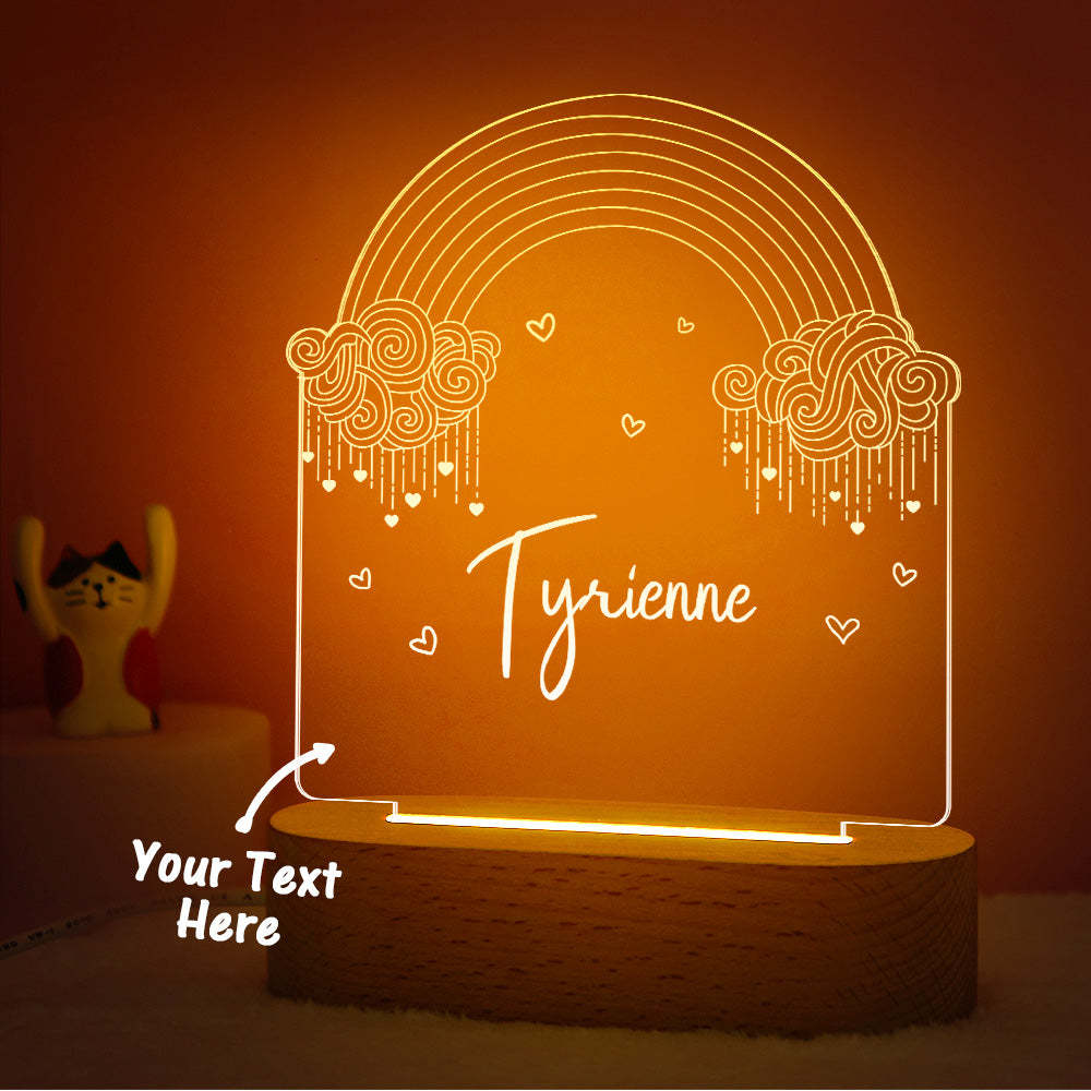 Luz Nocturna Personalizada Arco Iris Y Nubes Led Para Decoración Dormitorio Infantil - milamparaluna