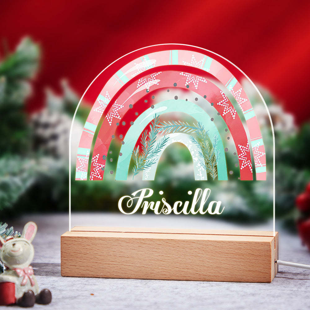 Navidad Personalizada Nieve Y Hojas De Pino Acrílico Led Lámpara Niños Guardería Dormitorio Decoración - milamparaluna