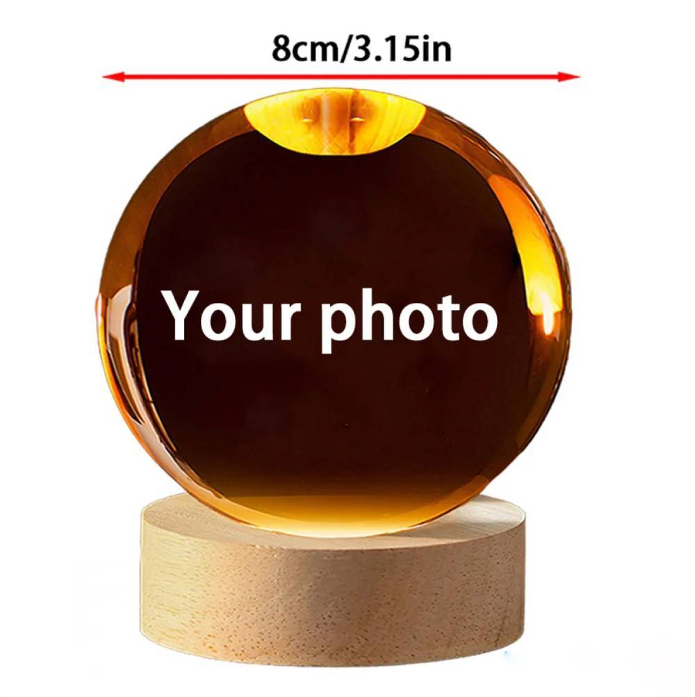 Bola De Cristal 3d Personalizada Con Foto De Ecografía B Que Guarda Los Primeros Recuerdos De La Ecografía Del Bebé - mymoonlampes