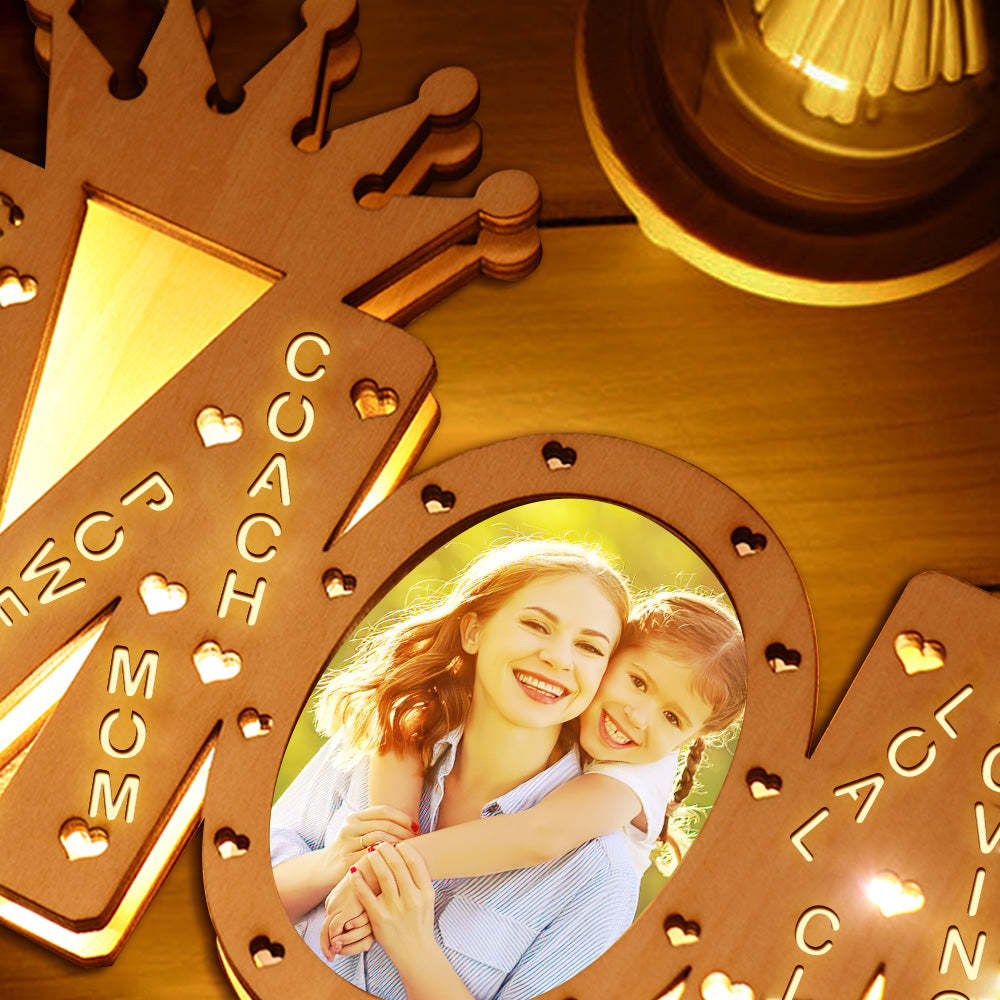 Luz De Foto De Mamá Personalizada, Lámpara De Nombre Led De Madera Personalizada, Decoración, Regalos Para El Día De La Madre - milamparaluna