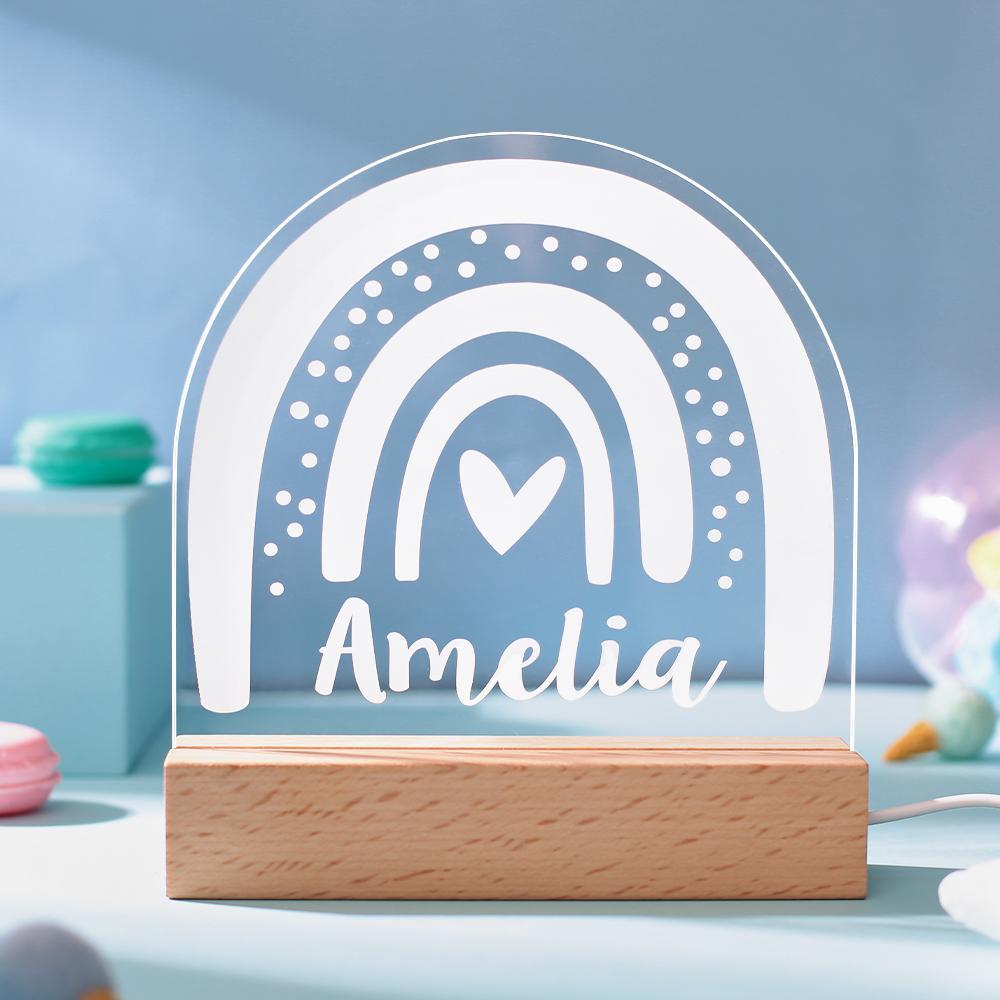 Regalos Personalizados Para Bebés Nombre Personalizado Regalo De Bebé Forma De Arco Iris Luz Y Edredón De Bebé Juguete Anillo De Dentición Juguete Blankie Juego De Regalo Para Recién Nacido - milamparaluna