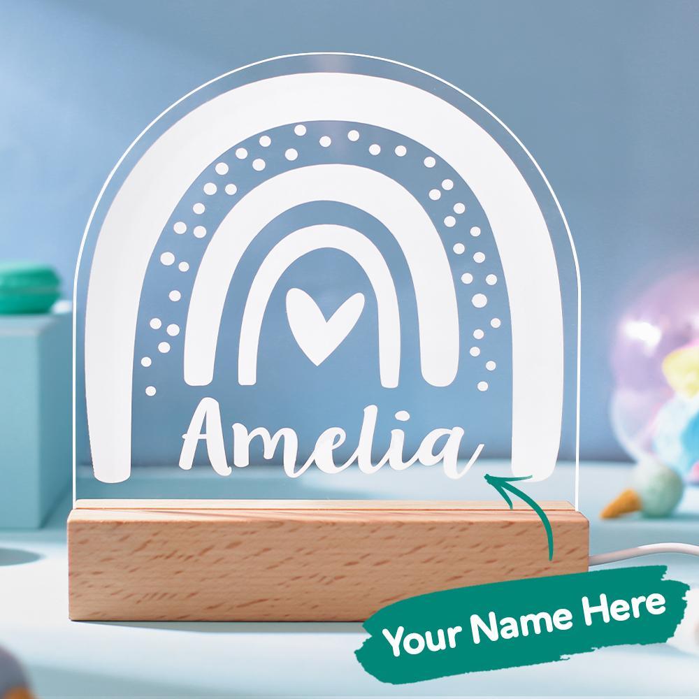 Regalos Personalizados Para Bebés Nombre Personalizado Regalo De Bebé Forma De Arco Iris Luz Y Edredón De Bebé Juguete Anillo De Dentición Juguete Blankie Juego De Regalo Para Recién Nacido - milamparaluna