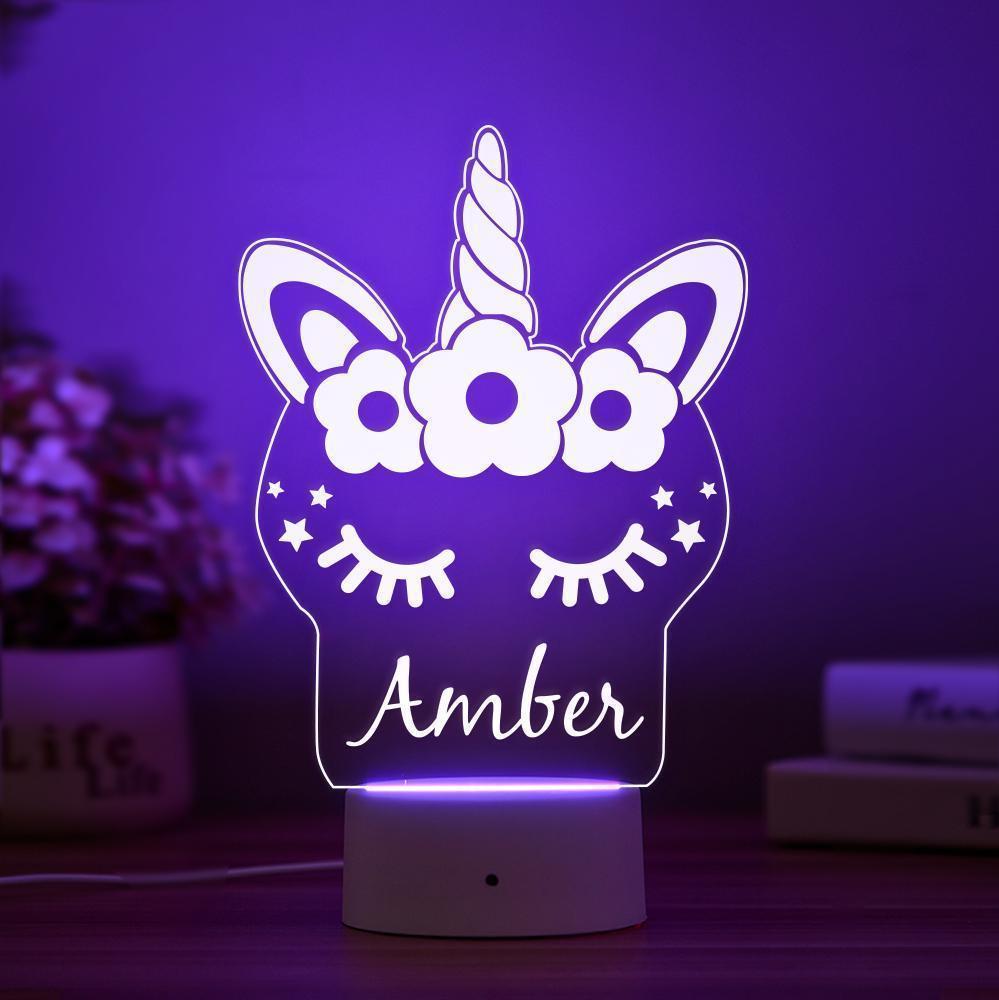 Luz De Noche De Unicornio Personalizada Decoración De Dormitorio De Niños Luces De Habitación De Niña Dormitorios De Niños - milamparaluna