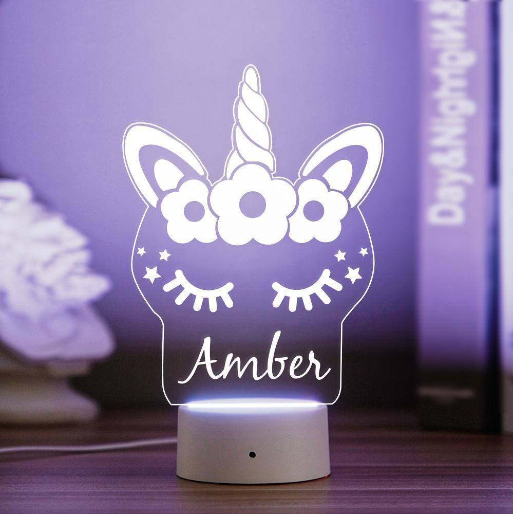 Luz De Noche De Unicornio Personalizada Decoración De Dormitorio De Niños Luces De Habitación De Niña Dormitorios De Niños - milamparaluna