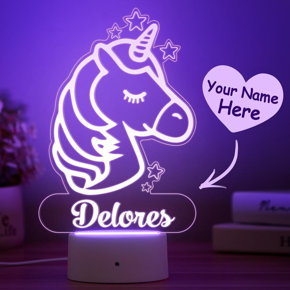 Luz De Noche De Unicornio Personalizada Decoración De Dormitorio De Niños Luces De Habitación De Niña Dormitorios De Niños - milamparaluna