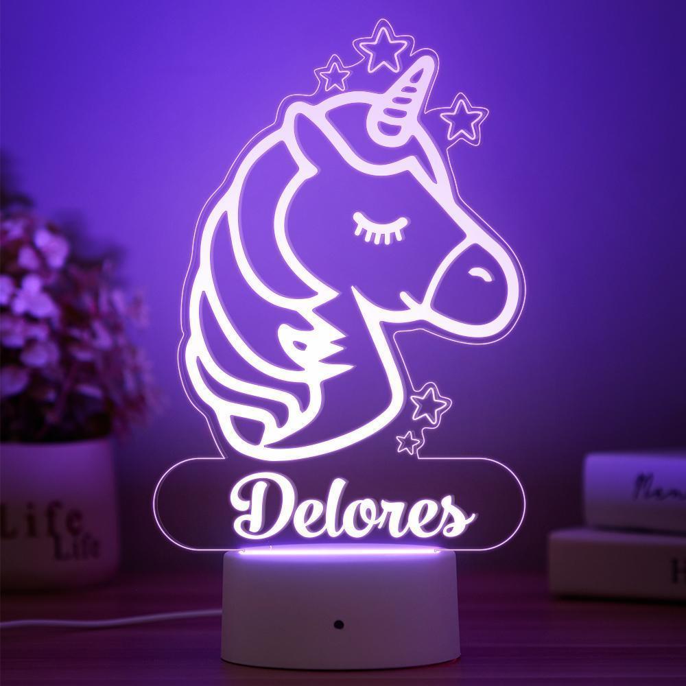 Luz De Noche De Unicornio Personalizada Decoración De Dormitorio De Niños Luces De Habitación De Niña Dormitorios De Niños - milamparaluna