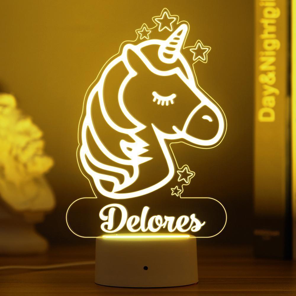 Luz De Noche De Unicornio Personalizada Decoración De Dormitorio De Niños Luces De Habitación De Niña Dormitorios De Niños - milamparaluna