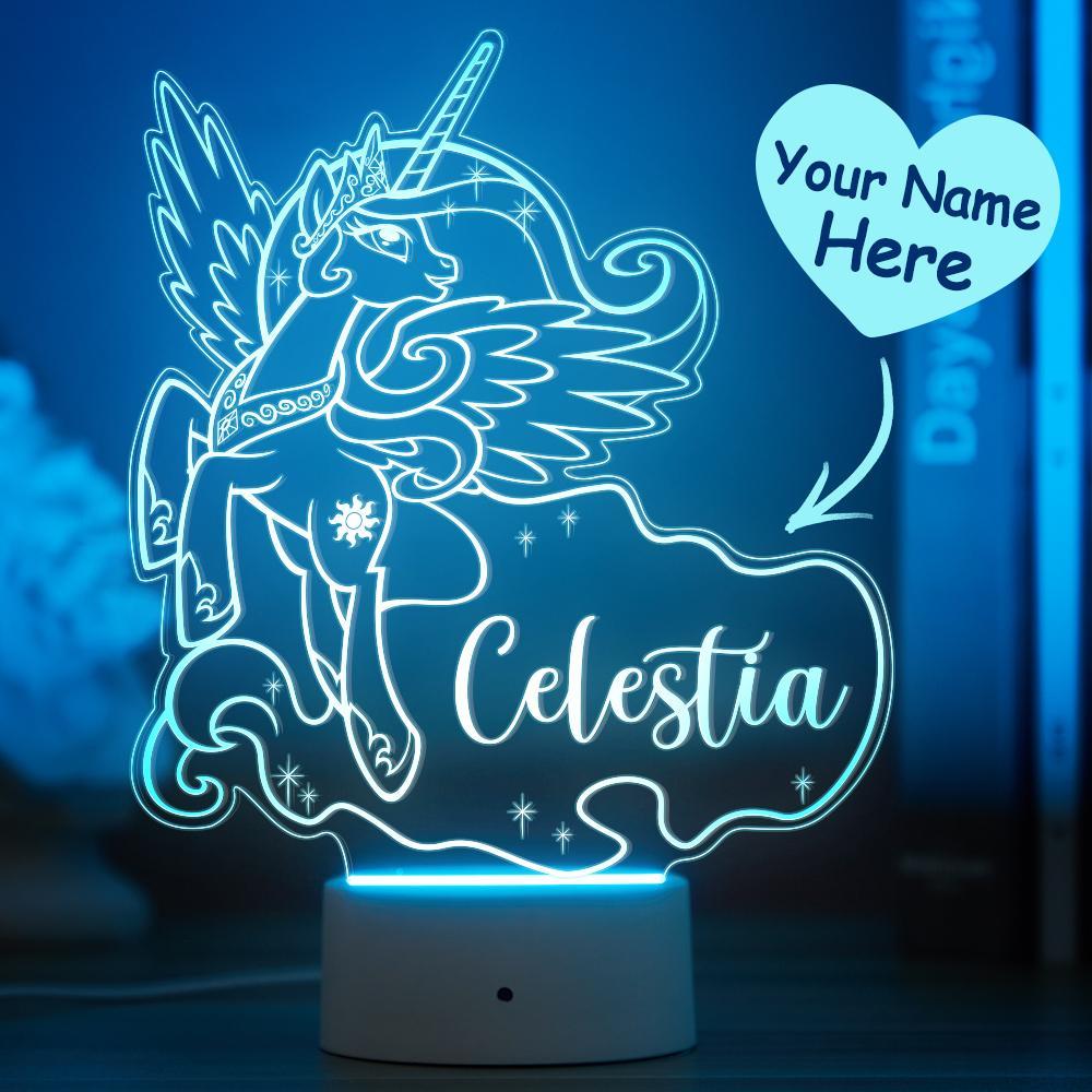 Personalizado My Little Pony Unicornio Luz De Noche Decoración De Dormitorio Para Niños Luces De Habitación Para Niñas Dormitorios Para Niños - milamparaluna