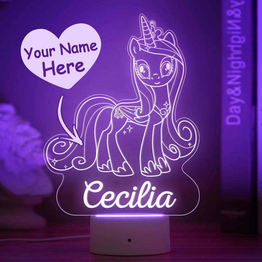 Personalizado My Little Pony Unicornio Luz De Noche Decoración De Dormitorio Para Niños Luces De Habitación Para Niñas Dormitorios Para Niños - milamparaluna