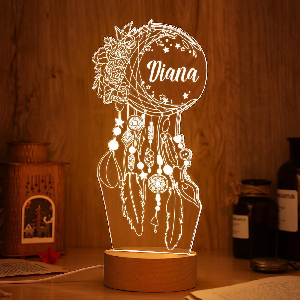 Atrapasueños Personalizado, Lámpara De Noche Para Escritorio, Luz Nocturna Personalizada, Lámpara De Mesa, Regalo De Anfitrión - milamparaluna