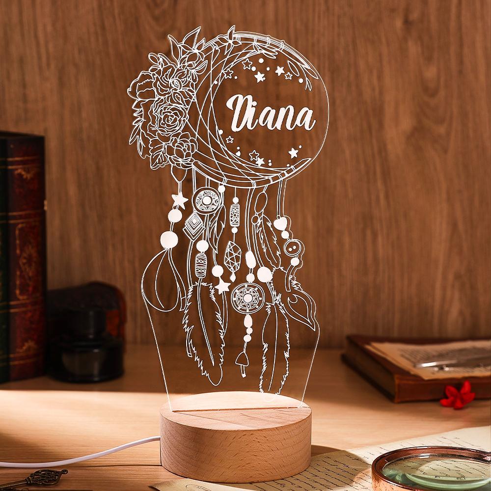 Atrapasueños Personalizado, Lámpara De Noche Para Escritorio, Luz Nocturna Personalizada, Lámpara De Mesa, Regalo De Anfitrión - milamparaluna