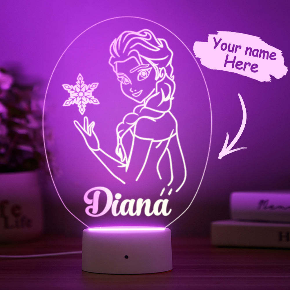 Custom Frozen Elsa Night Light Personalizada Baby Gift Nursery Decor - milamparaluna