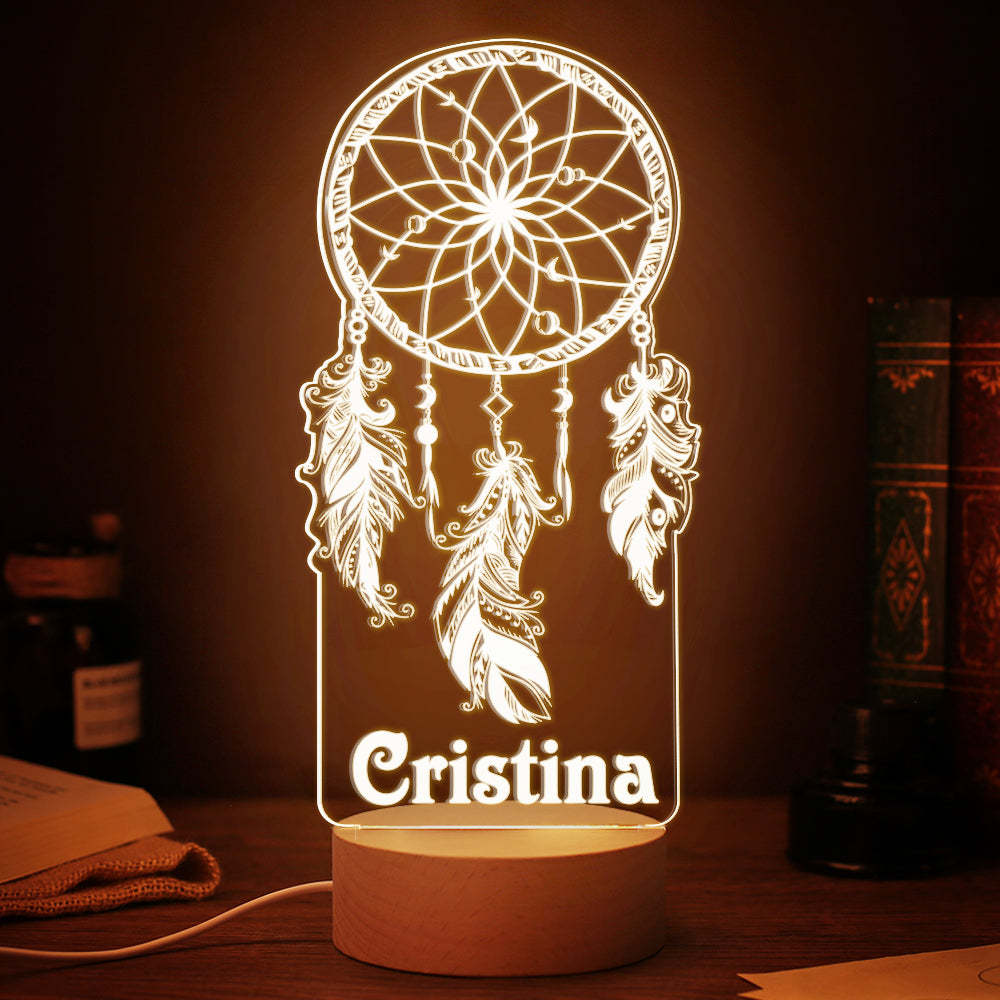 Atrapasueños Personalizado Luz De Noche Luz De Noche Personalizada Decoración Para El Hogar - milamparaluna