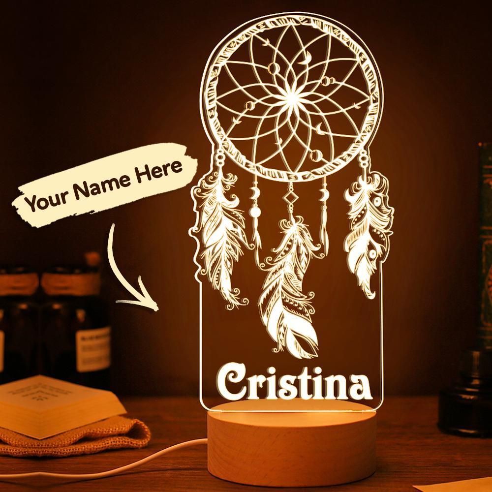 Atrapasueños Personalizado Luz De Noche Luz De Noche Personalizada Decoración Para El Hogar - milamparaluna