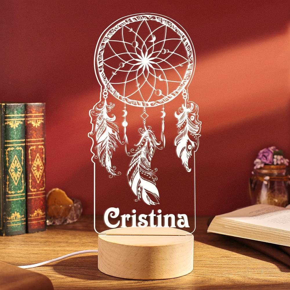 Atrapasueños Personalizado, Lámpara De Noche Para Escritorio, Luz Nocturna Personalizada, Lámpara De Mesa, Regalo De Anfitrión - milamparaluna