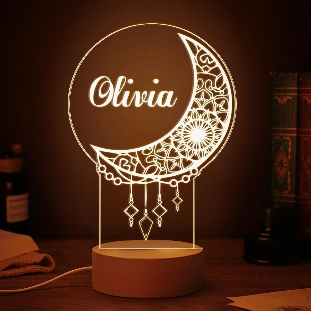 Atrapasueños Personalizado, Lámpara De Noche Para Escritorio, Luz Nocturna Personalizada, Lámpara De Mesa, Regalo De Anfitrión - milamparaluna