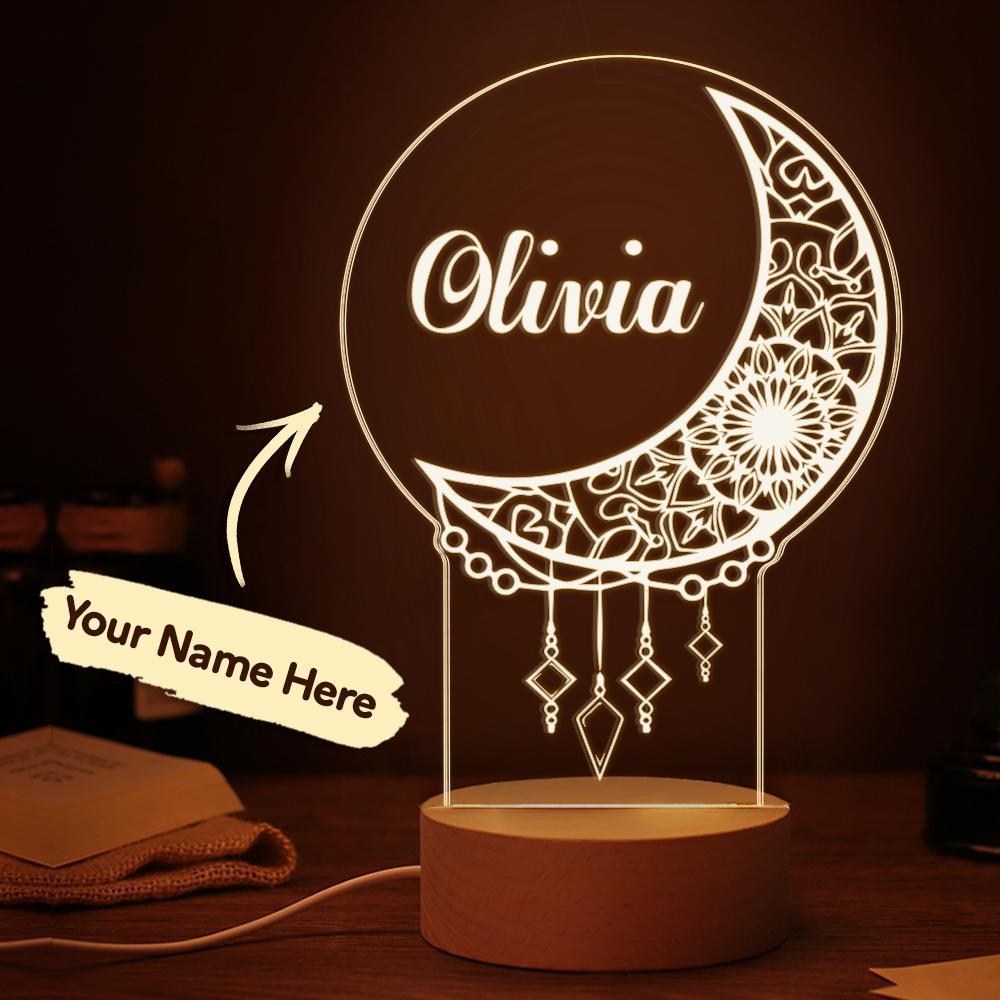 Atrapasueños Personalizado, Lámpara De Noche Para Escritorio, Luz Nocturna Personalizada, Lámpara De Mesa, Regalo De Anfitrión - milamparaluna