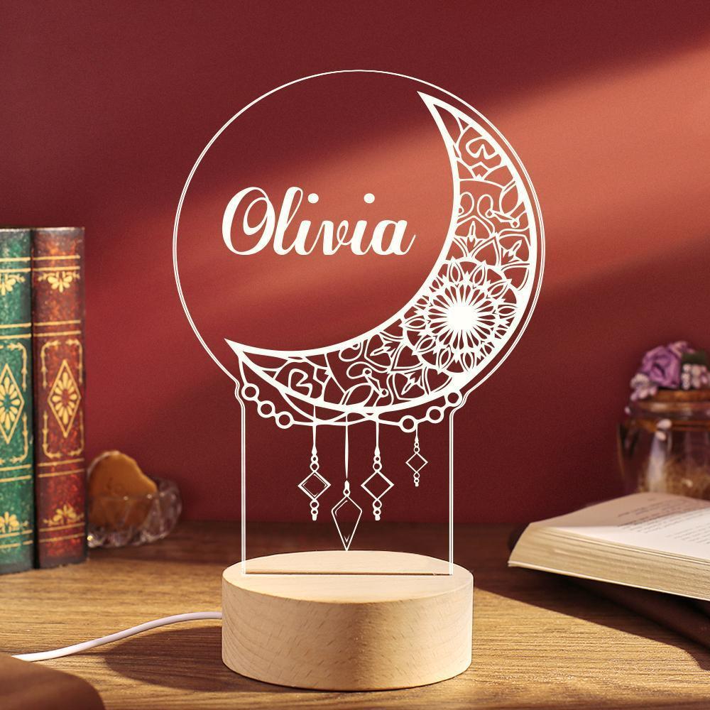 Atrapasueños Personalizado, Lámpara De Noche Para Escritorio, Luz Nocturna Personalizada, Lámpara De Mesa, Regalo De Anfitrión - milamparaluna