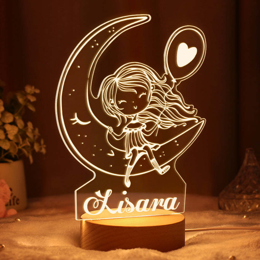 Lámpara De Luz Nocturna Personalizada Para Guardería, Decoración De Guardería Para Niña, Regalo De Primer Cumpleaños De Mamá Y Papá, Luces Nocturnas, Lámpara De Mesa Para Niños - milamparaluna