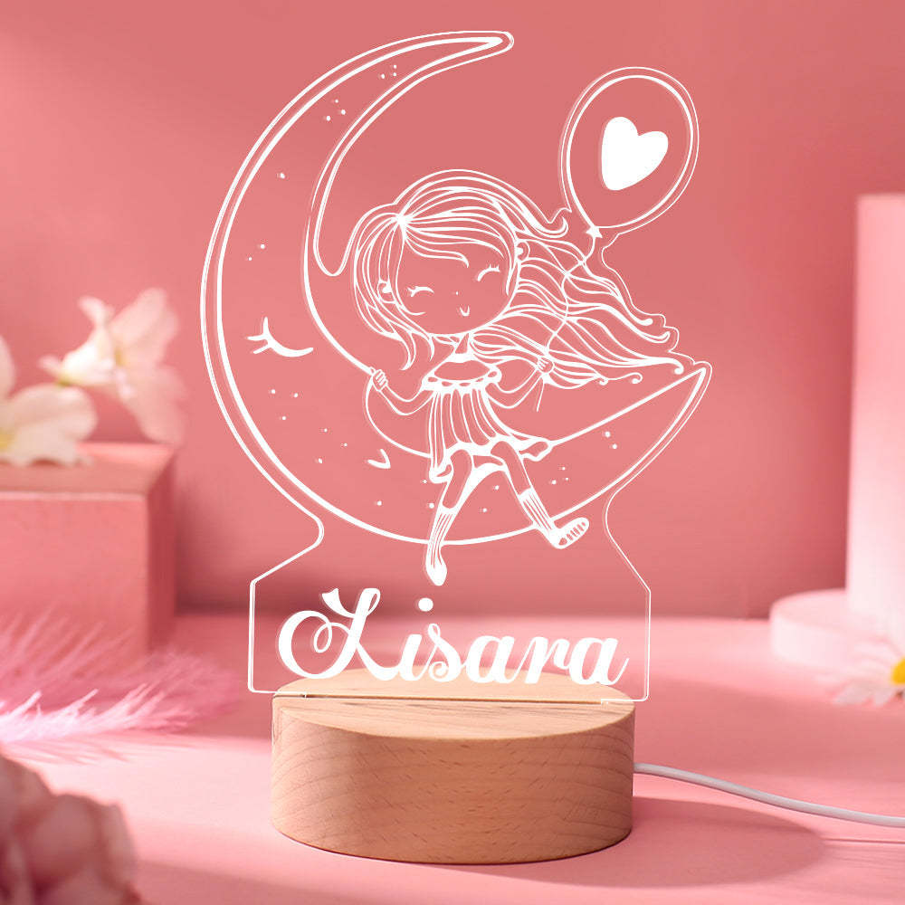 Lámpara De Luz Nocturna Personalizada Para Guardería, Decoración De Guardería Para Niña, Regalo De Primer Cumpleaños De Mamá Y Papá, Luces Nocturnas, Lámpara De Mesa Para Niños - milamparaluna