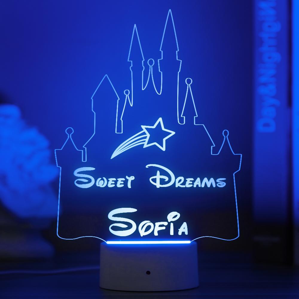 Luz De Noche Led Personalizada, Regalo De Bebé, Decoración De Guardería, Luz De Noche De Castillo De Princesa Personalizada - milamparaluna