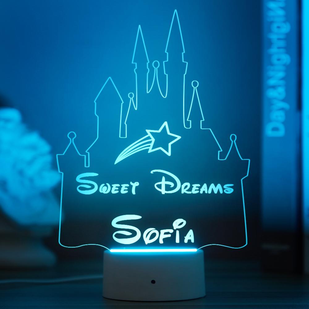 Luz De Noche Led Personalizada, Regalo De Bebé, Decoración De Guardería, Luz De Noche De Castillo De Princesa Personalizada - milamparaluna