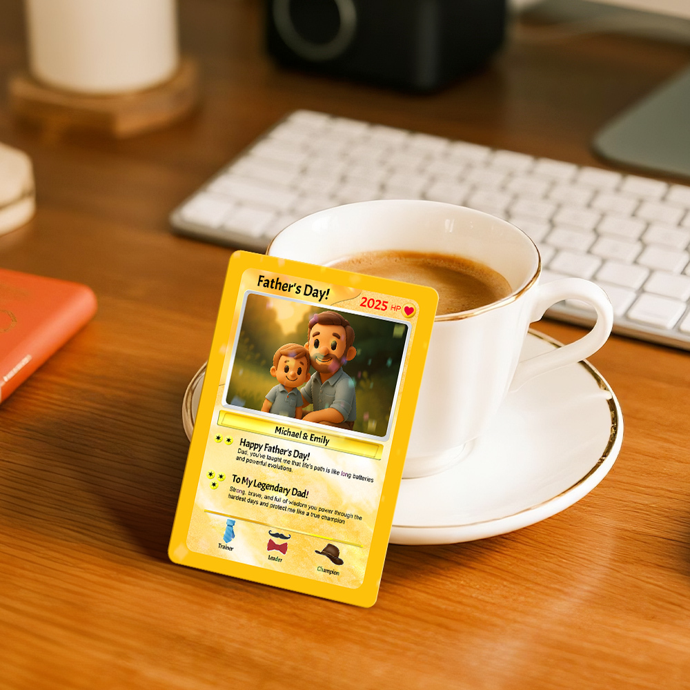 Tarjeta Personalizada De Arcilla Para Papá, Mini Regalo Retro Inspirado En Dibujos Animados Para Él, Tarjeta Con Texto Y Foto. - mymoonlampes