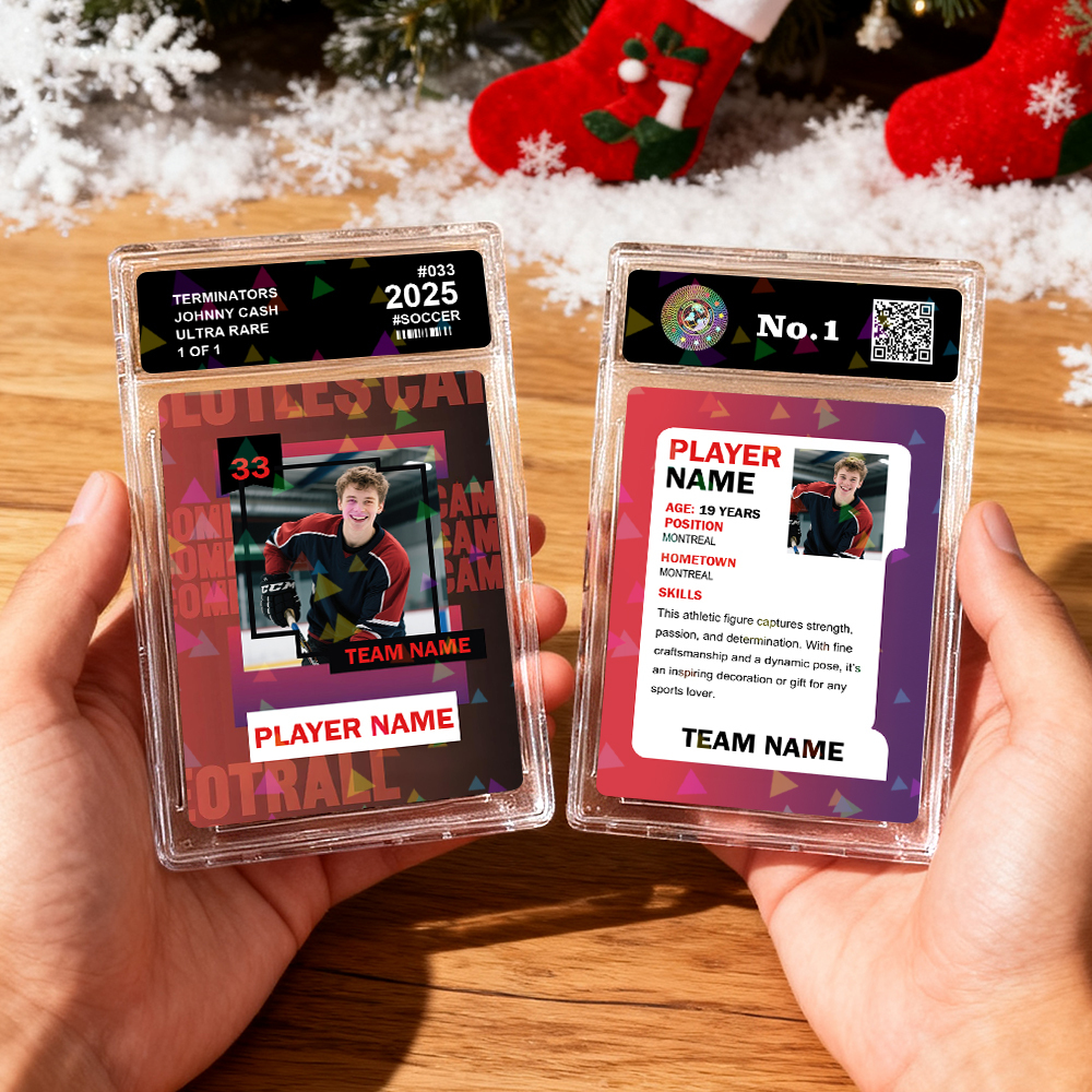 Tarjeta deportiva personalizada para niños Tarjeta de retrato personalizada con nombre del equipo Gran idea de regalo para atletas Regalo de Navidad - mymoonlampes