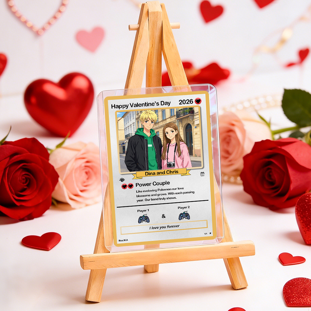Tarjeta De Pareja Poderosa Personalizada Para San Valentín, Tarjeta De Aniversario Personalizada Con Foto De Pareja Estilo Anime, El Mejor Regalo De San Valentín Para Tu Pareja. - mymoonlampes