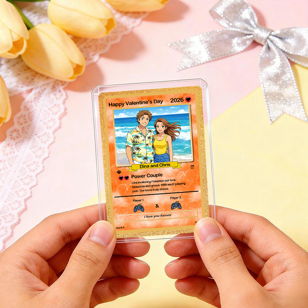 Tarjeta De Pareja Poderosa Personalizada Para San Valentín, Tarjeta De Aniversario Personalizada Con Foto De Pareja Estilo Anime, El Mejor Regalo De San Valentín Para Tu Pareja. - mymoonlampes