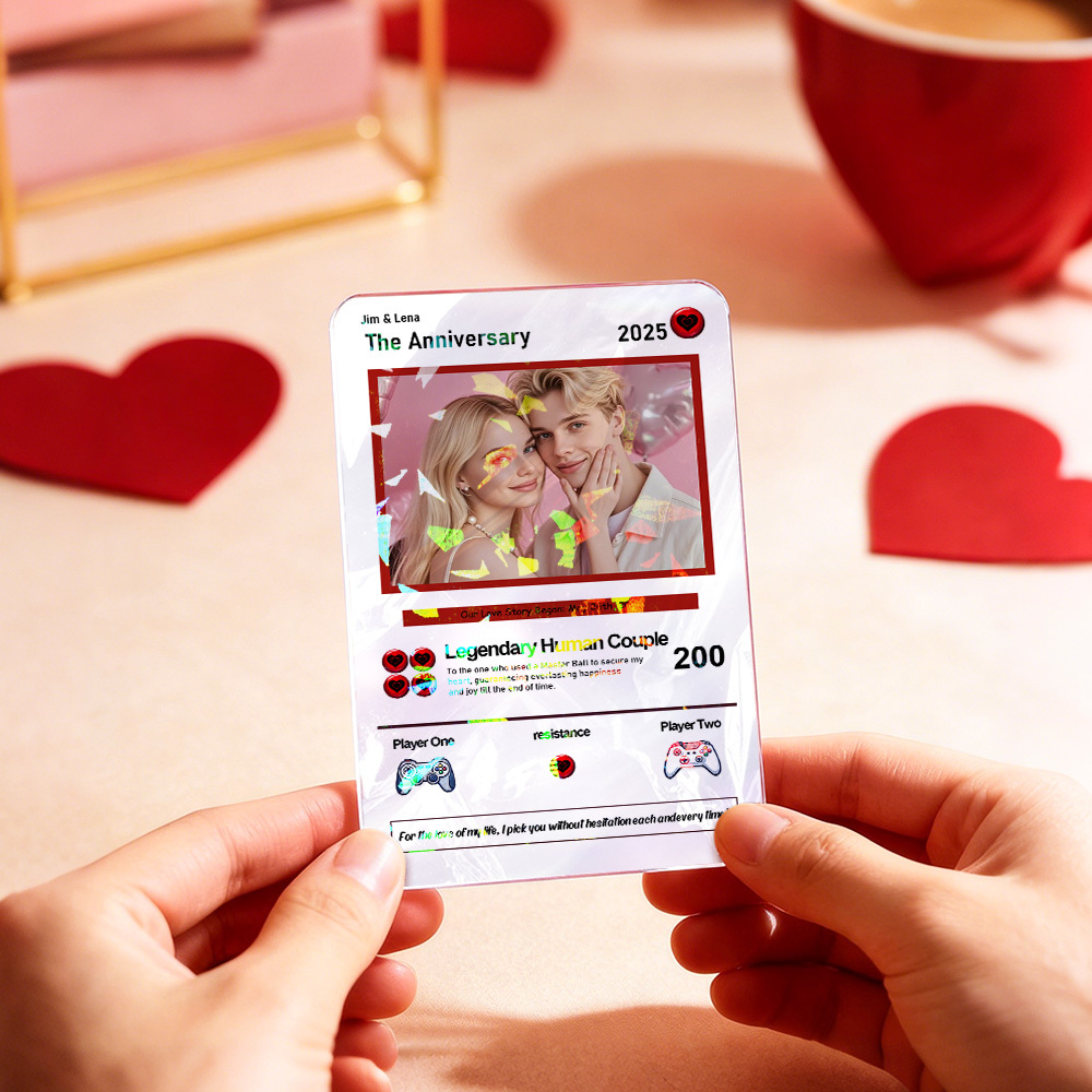 Tarjeta De Pareja Poderosa Personalizada Para San Valentín, Tarjeta De Aniversario Personalizada Con Foto De Pareja Estilo Anime, El Mejor Regalo De San Valentín Para Tu Pareja. - mymoonlampes